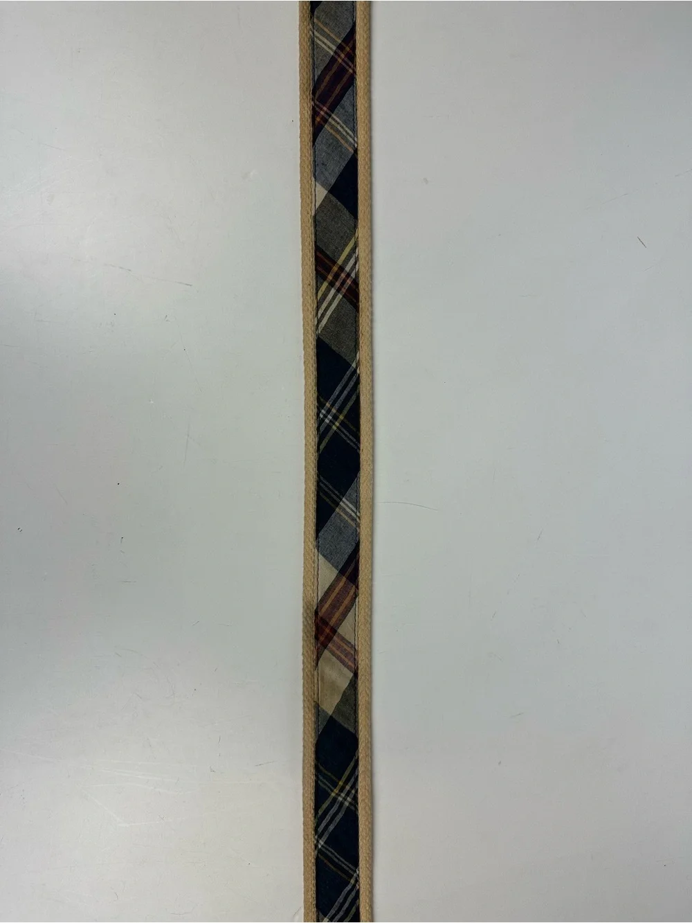 Polo by Ralph Lauren Navy Plaid Canvas Belt with Tan Trim